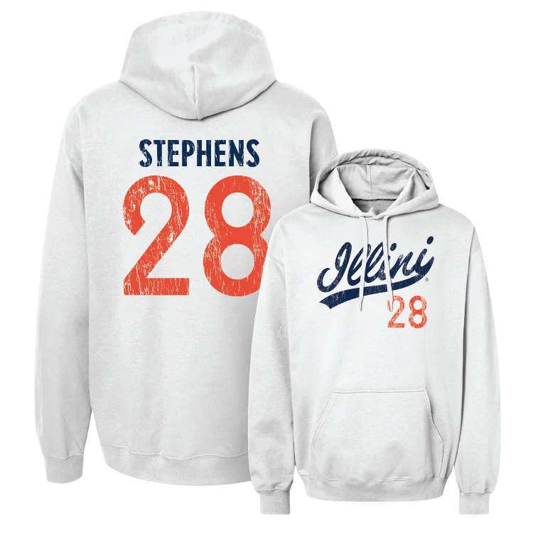 White Script Hoodie - Sydney Stephens #28 Hoodie with Metallic Shiny Futuristic