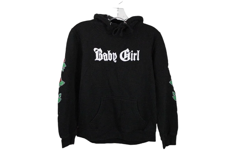 3Forty Babygirl Black Hoodie | Youth medium Hoodie with Hem Ribbing Snug Secure