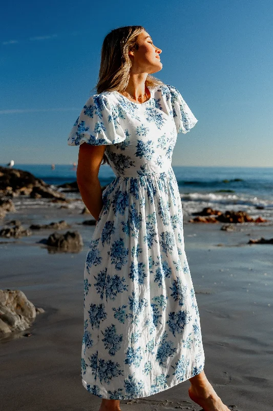 Odette Dress in Blue Floral Tunics Cozy soft