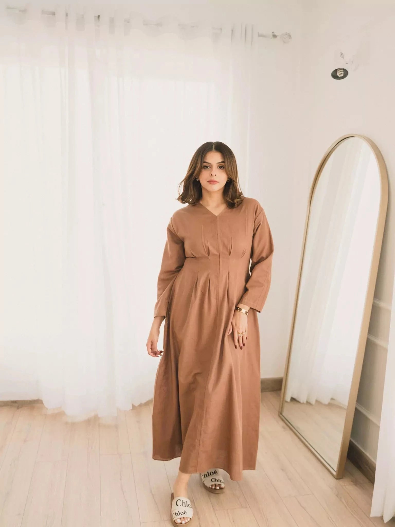 Miry Brown Long Dress Tunics Designer luxury