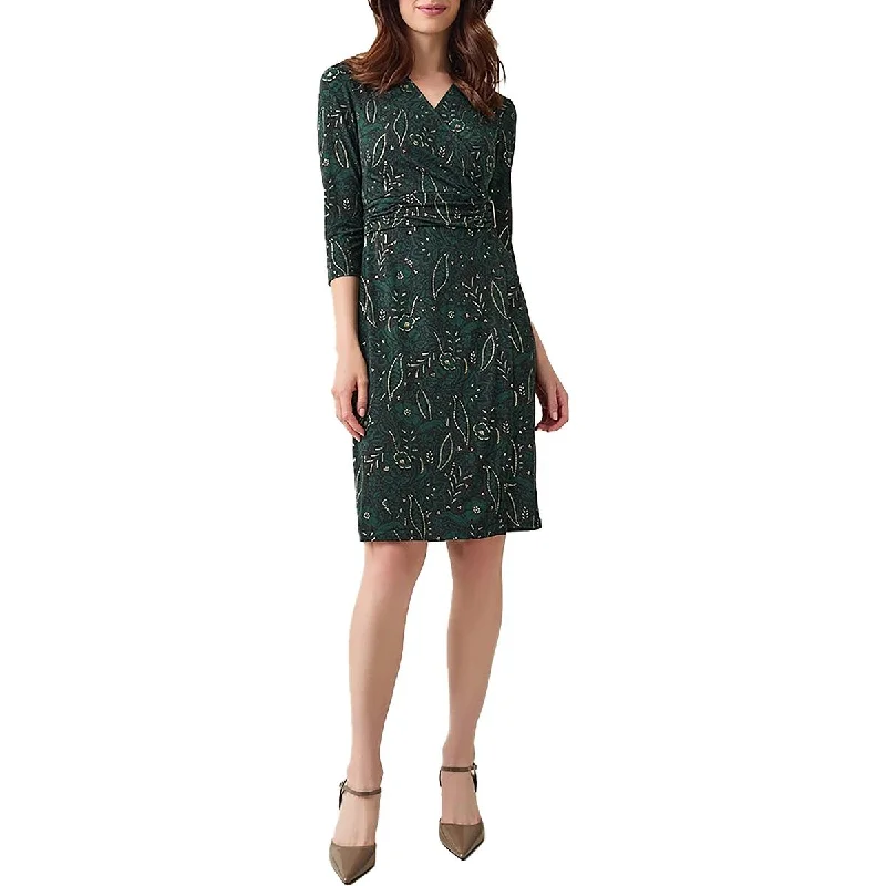 Petites Womens Faux-Wrap Polyester Sheath Dress Tunics Chinos classic