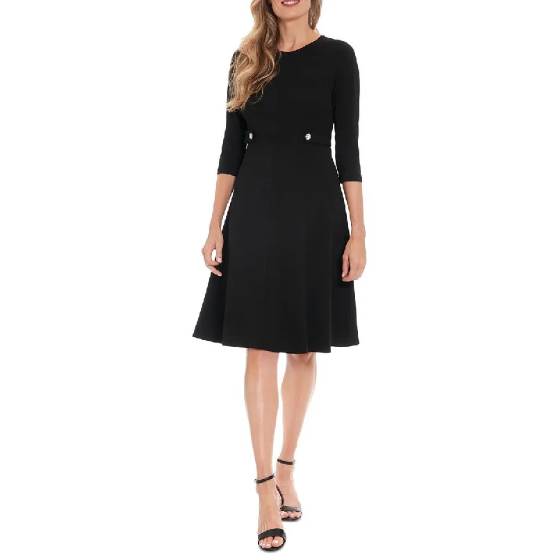 Petites Womens Lined Polyester Fit & Flare Dress Tunics Short Trendy