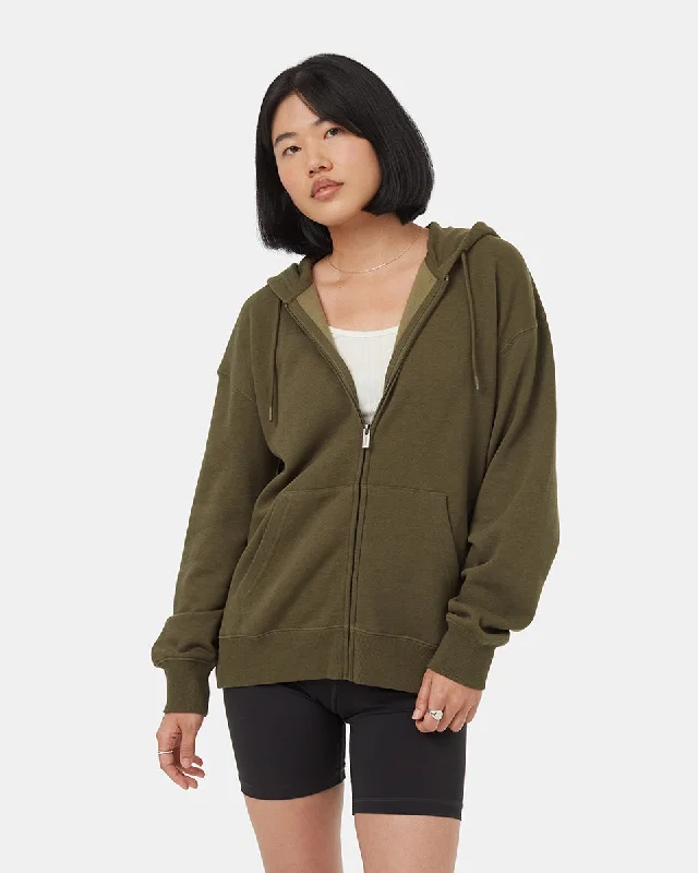 TreeFleece Relaxed Zip Hoodie Hoodie with Tied Waist Feminine Flattering