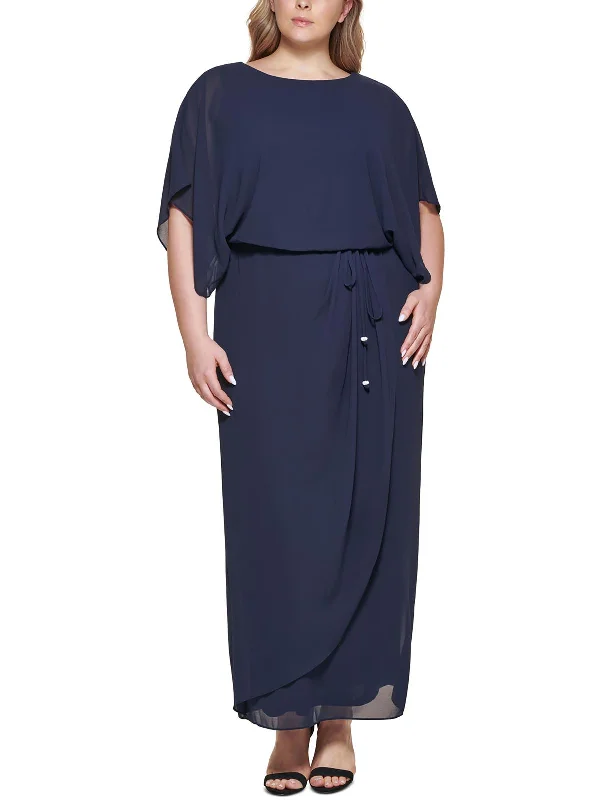 Plus Womens Blouson Cape Sleeve Evening Dress Tunics Timeless classic