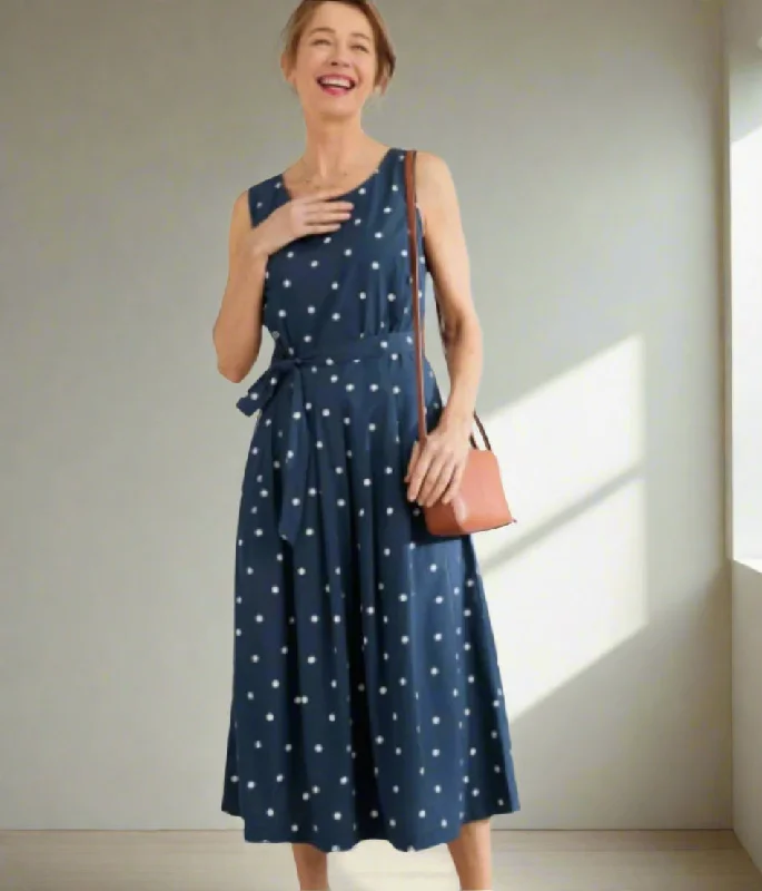 Navy Polka Dot Belle Dress Tunics Short Trendy