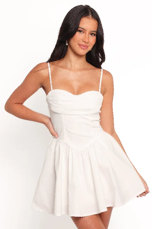 Elise Mini Dress - Off White Classic Floral Print Mini Dress