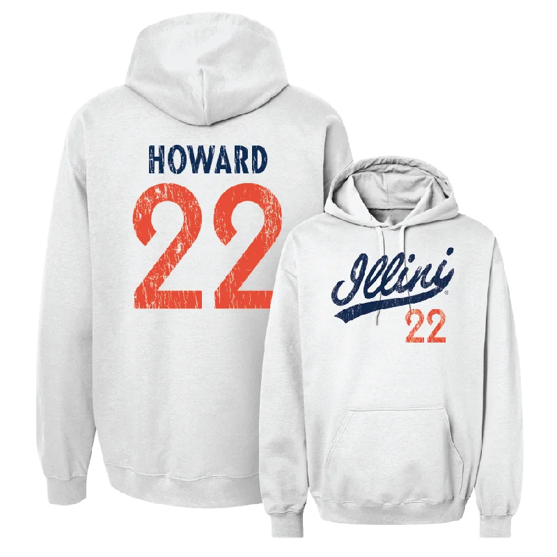White Script Hoodie  - Lia Howard Hoodie with Emblem Brand Identity
