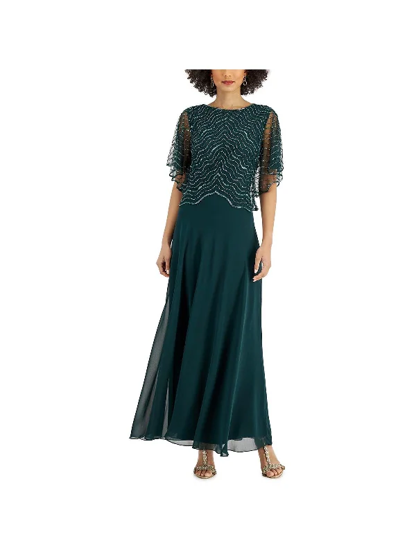 Womens Beaded Sequined Evening Dress Tunics Ceremony elegant