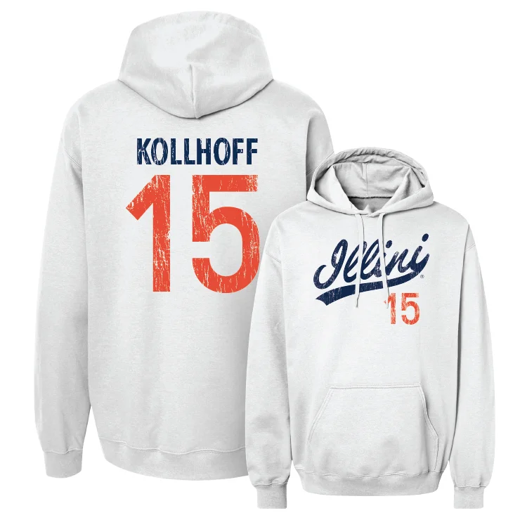 White Script Hoodie - Zoey Kollhoff #15 Hoodie with Gradient Ombre Colorful