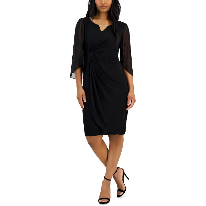 Petites Womens Ruched Polyester Sheath Dress Tunics Exclusive limited