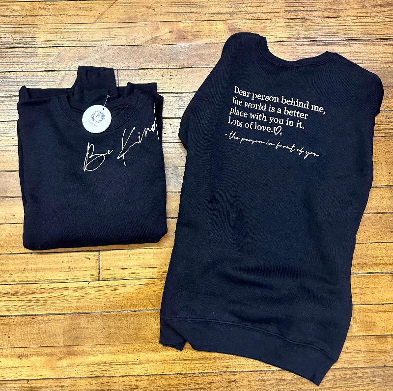 Black Be Kind Sweatshirt Hoodie with Earth Tones Natural Calm
