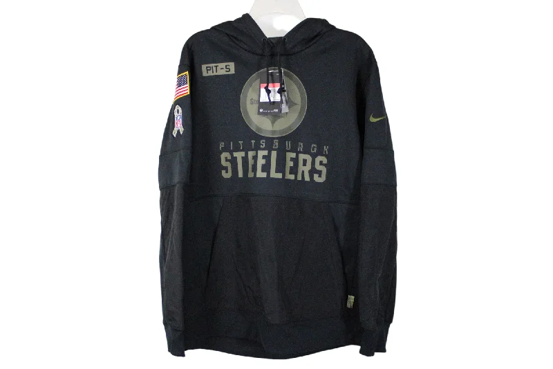 NEW Nike Pittsburgh Steelers NFL Black Hoodie | L Hoodie with Rolled Sleeves Casual Relaxed