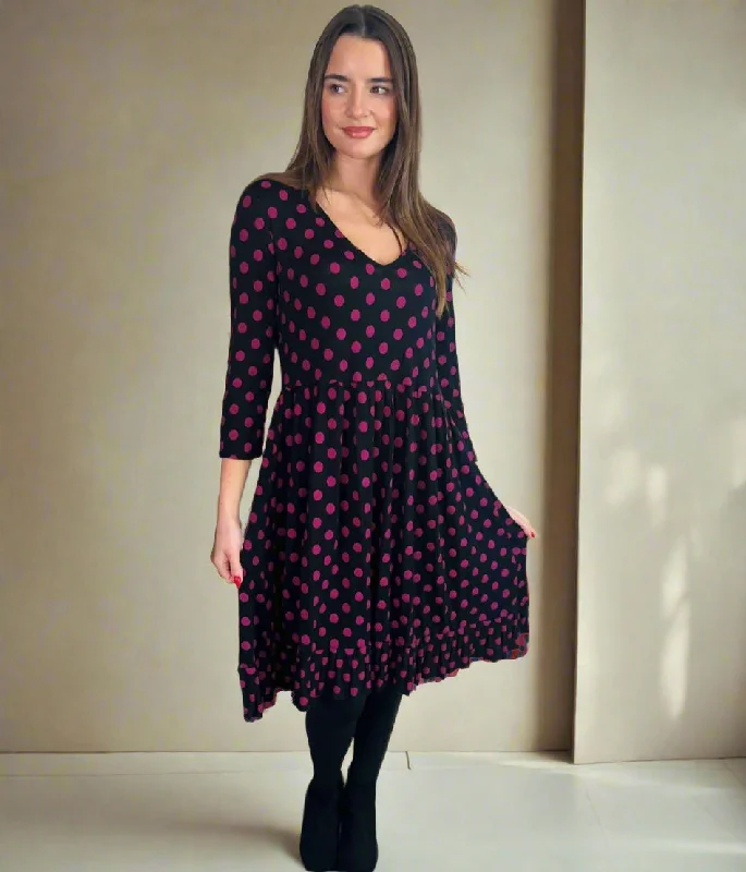 Black Spotted Frill Detail Dress Tunics Luxurious high-end
