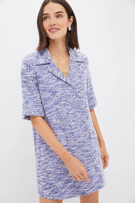 Heathered Blue Tweed Claire Dress Tunics Luxurious premium
