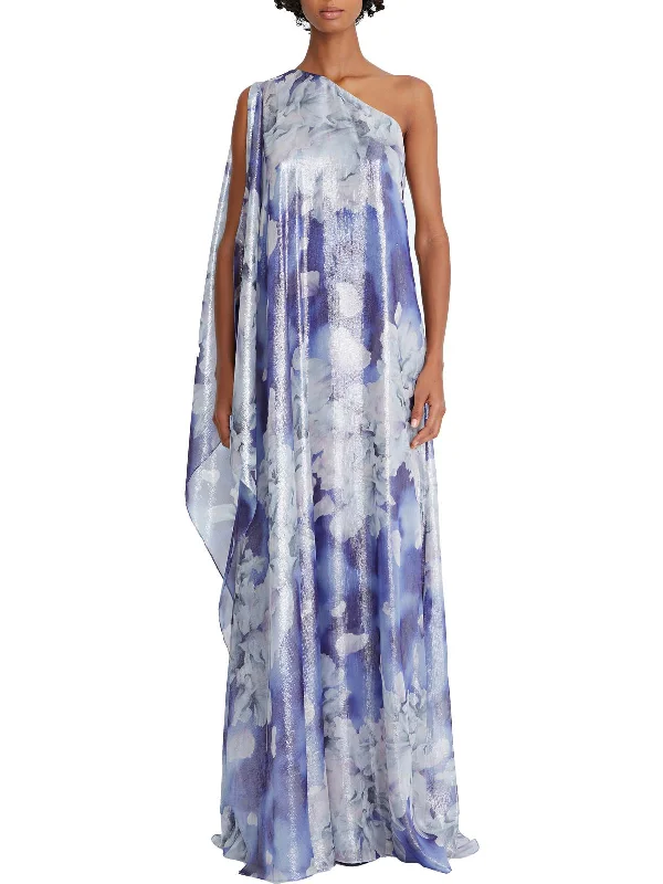 Womens Metallic Floral Evening Dress Tunics Versatile functional