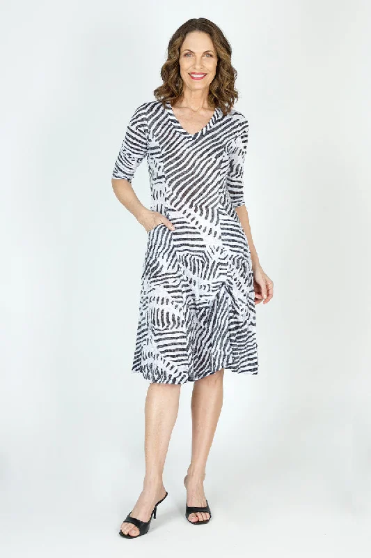 Top Ligne Mixed Stripes Bubble Dress Tunics Fashionable trendy