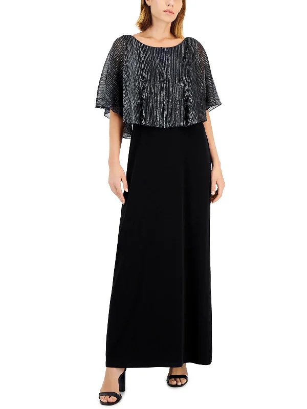 Womens Metallic Capelet Evening Dress Tunics Ceremony elegant