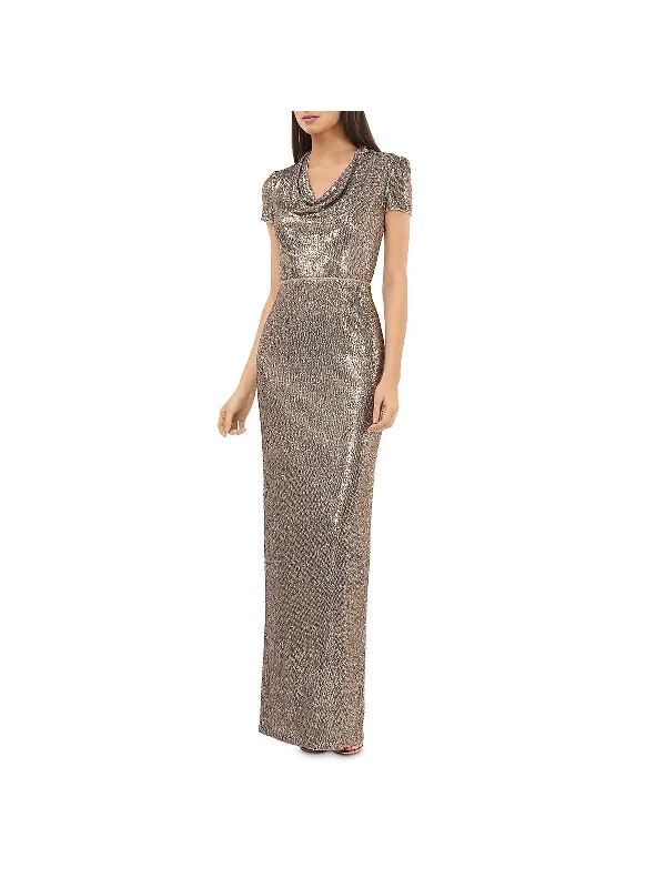 Womens Sequined Cowl Neck Evening Dress Tunics Prom sequined