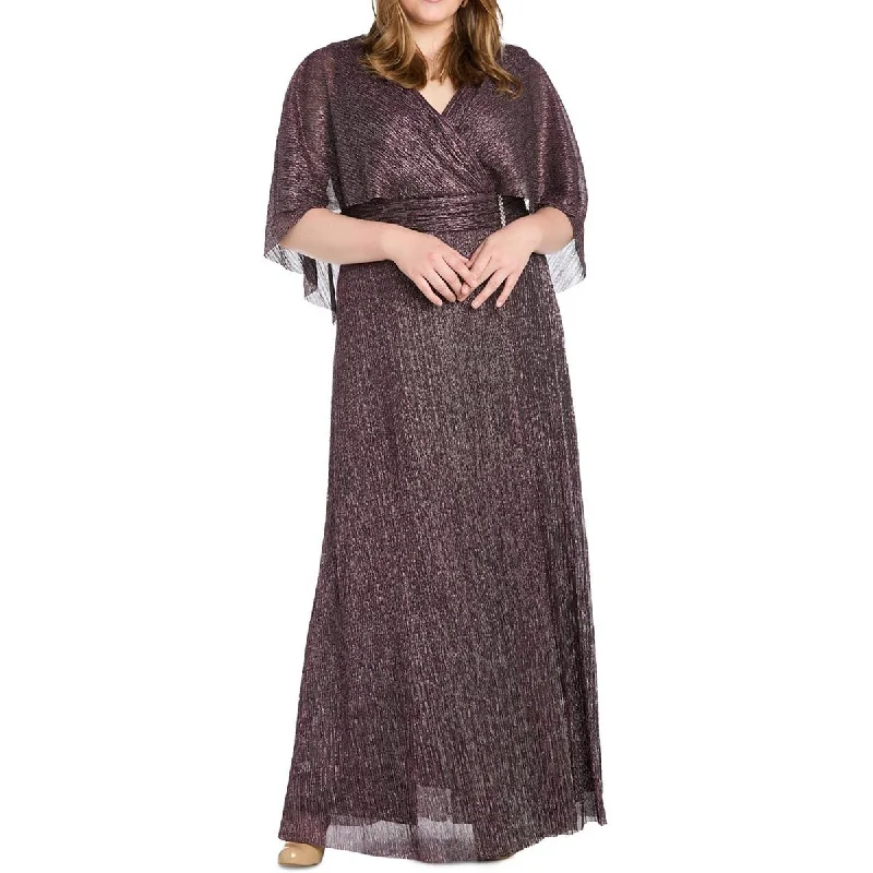 Plus Womens Metallic Polyester Evening Dress Tunics Fall fleece
