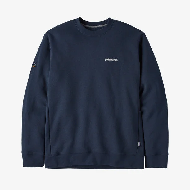 Patagonia Fitz Roy Icon Uprisal Crew Sweatshirt - New Navy Hoodie with Stripes Bold Sporty