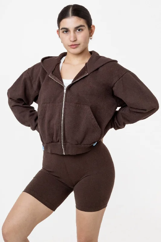HF16 - Heavy Fleece Cropped Zip-Up Hoodie (Garment Dye) Hoodie with Camouflage Military Edgy