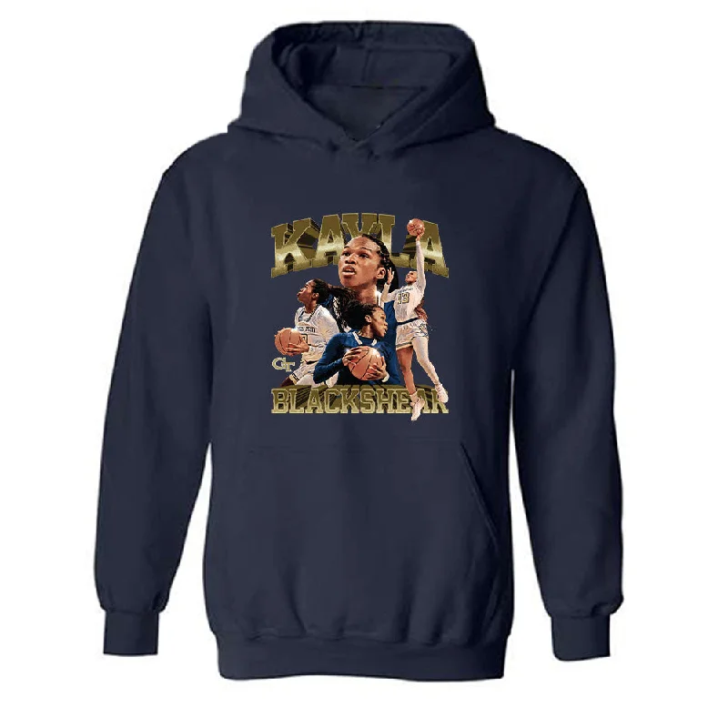 Georgia Tech - NCAA Women's Basketball : Kayla Blackshear - Player Collage Hooded Sweatshirt Hoodie with Button Classic Timeless