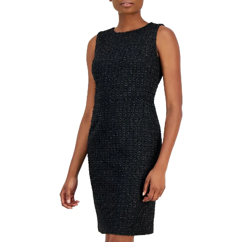 Womens Metallic Boucle Sheath Dress Tunics Plaid country