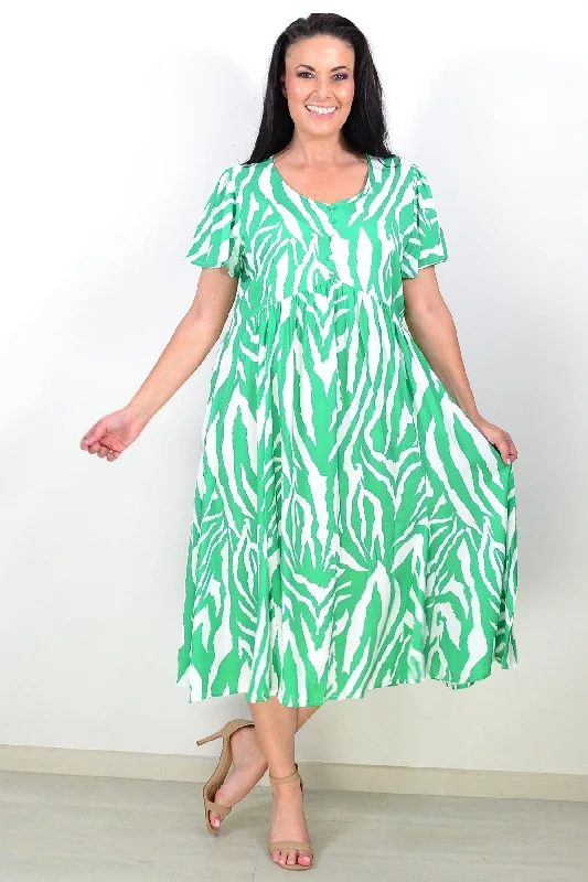 Green White Stripes Tunic Dress Tunics Sophisticated sleek
