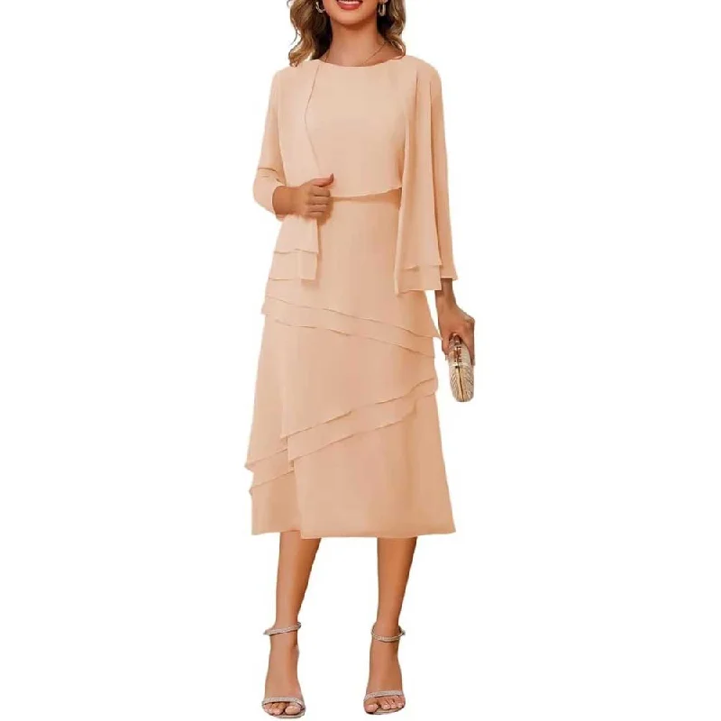 3/4 Sleeves 2 Piece Mother of The Bride Dresses Wedding Formal Event Dress Suit Tunics Spring floral