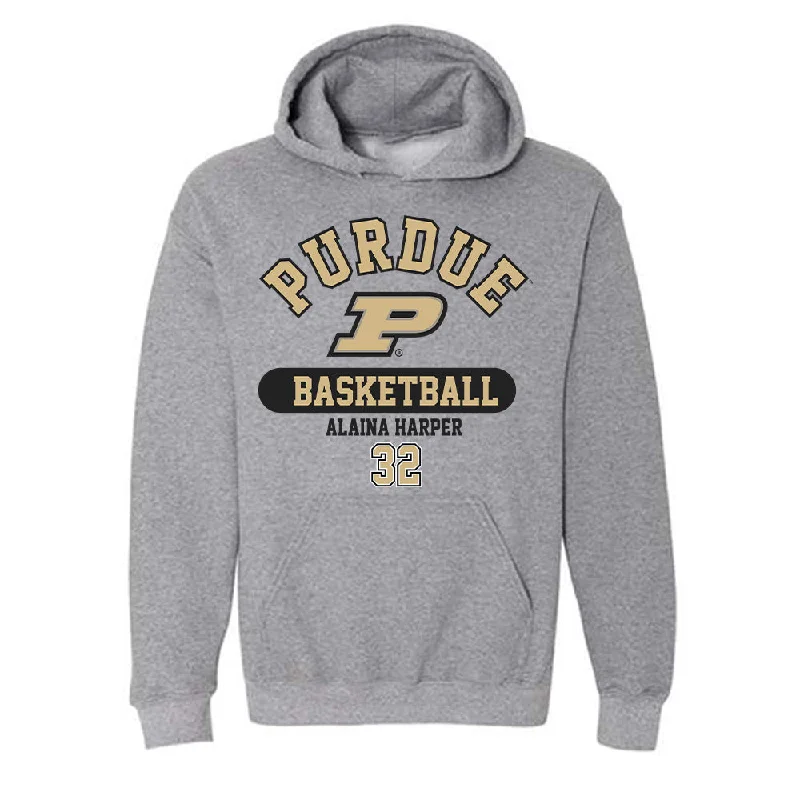Purdue - NCAA Women's Basketball : Alaina Harper - Classic Fashion Shersey Hooded Sweatshirt Hoodie with Button Classic Timeless