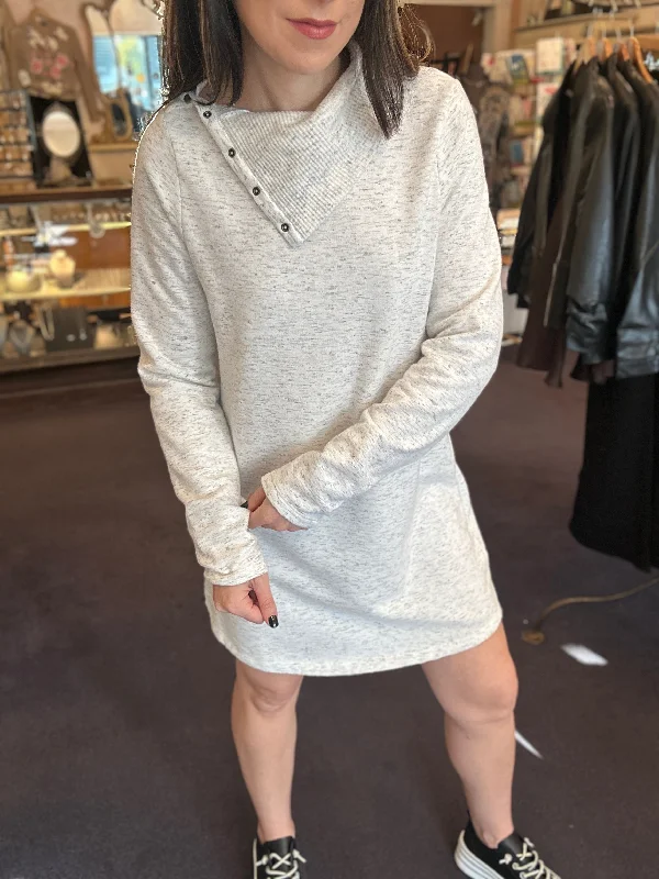 Snap Neck Mini Dress Comfortable One-Shoulder Mini Dress