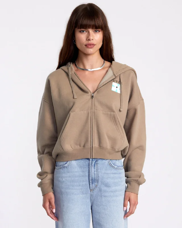 Court Zip-Up Hoodie - Dark Khaki Hoodie Sweatshirt Pullover