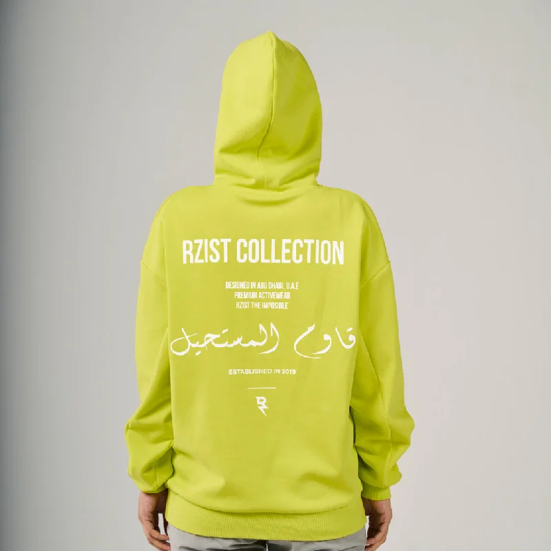 The Impossible Oversized Hoodie - Neon Green Hoodie with Mock Neck Collared Structured