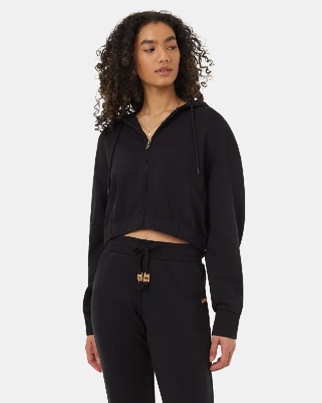 TreeTerry Oversized Cropped Zip Hoodie Hoodie with Distressed Vintage Worn