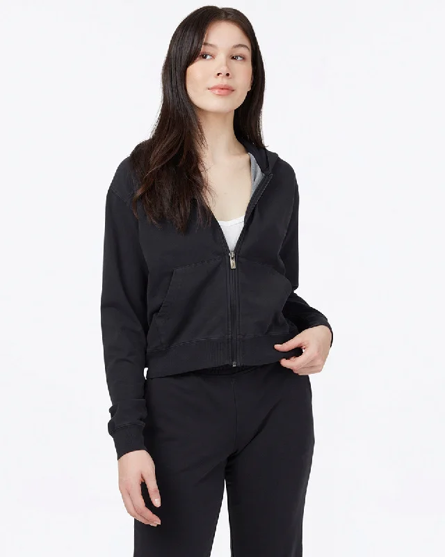 French Terry Zip Hoodie Hoodie with Batwing Sleeves Loose Dramatic