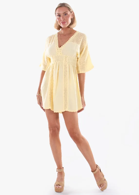 'Gianna' Short Sleeve Tunic Dress Square Neckline Feminine