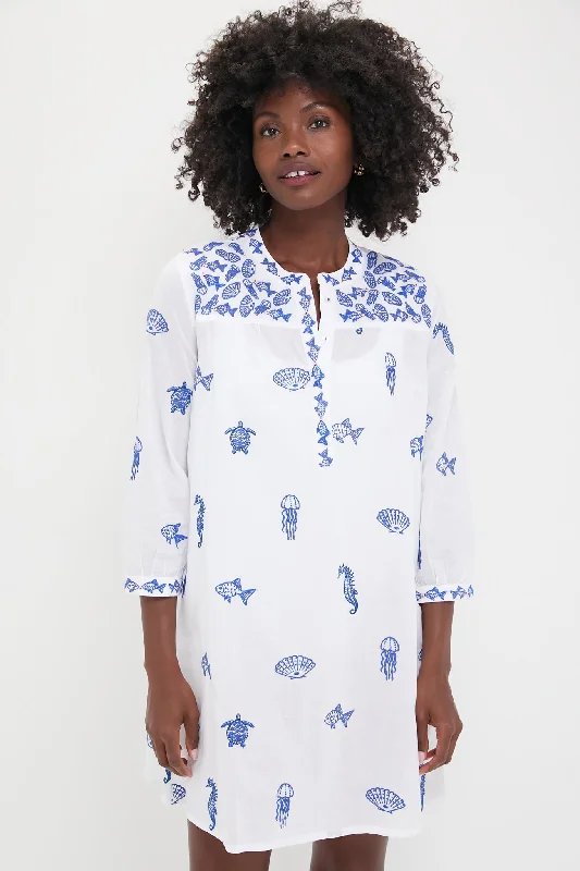 White Seaworld Embroidered Lily Dress Tunics Trousers formal