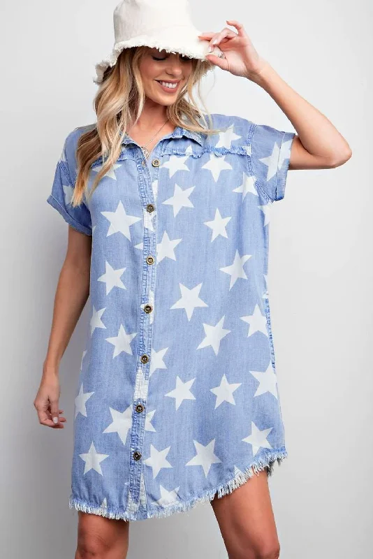 Light Blue Star Mini Dress Elegant Velvet Mini Dress
