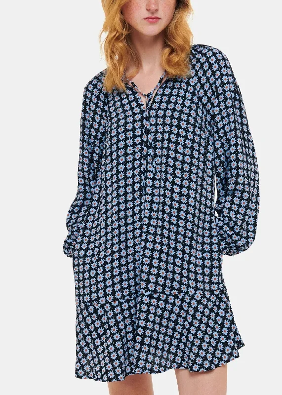 Floral Dot Flippy Dress 37600 Blue-multi Tunics Solid Classic