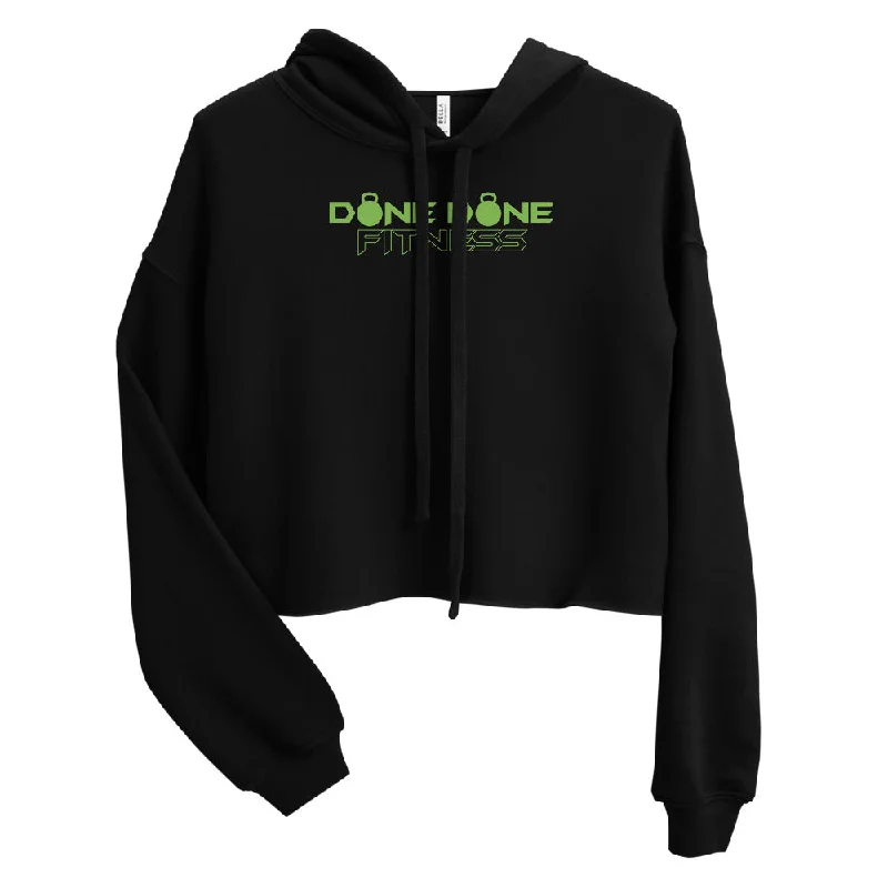 Log Black Crop Hoodie Hoodie with Elastic Cuffs Stretchable Comfortable