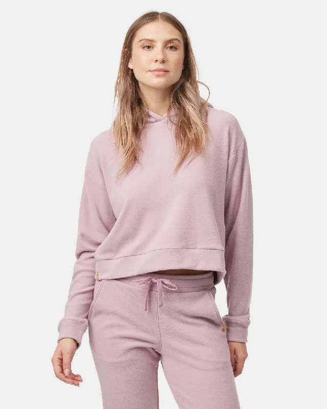 Luxe Cropped Hoodie Hoodie with Rolled Sleeves Casual Relaxed