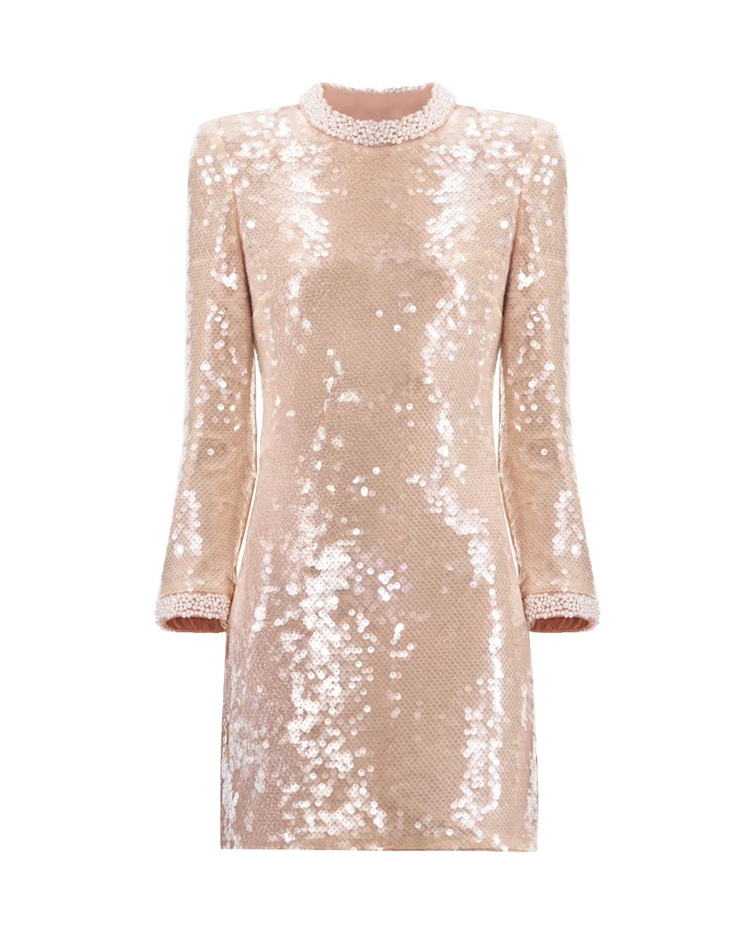 Pearl Trim Sequin Mini Dress Fashionable Denim Mini Dress
