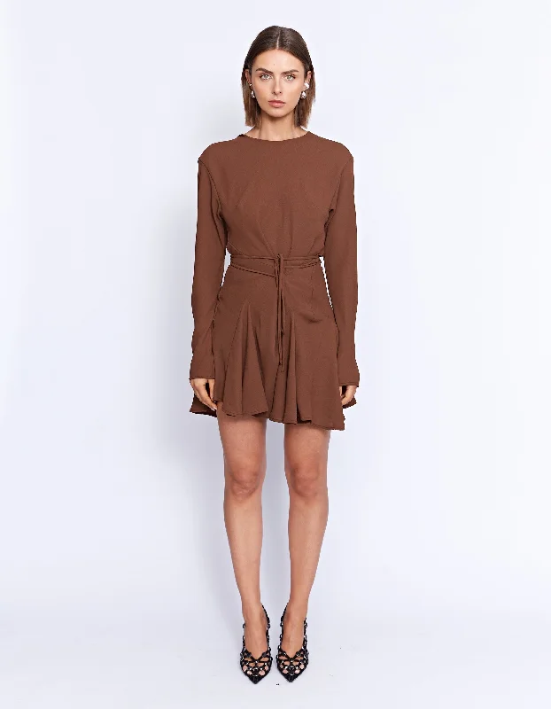 COLETTE MINI DRESS | CHOCOLATE Casual Mini Dress with Pockets