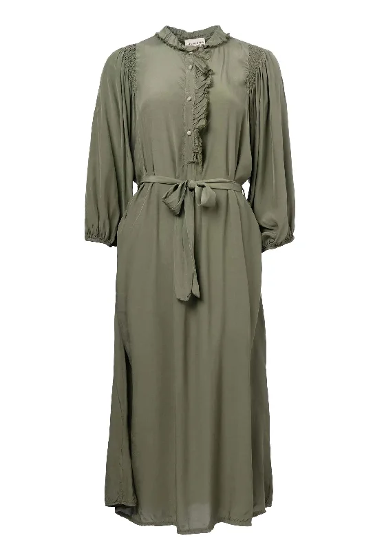 Ls Dress C300179 Army Off-the-shoulder Chic Trendy