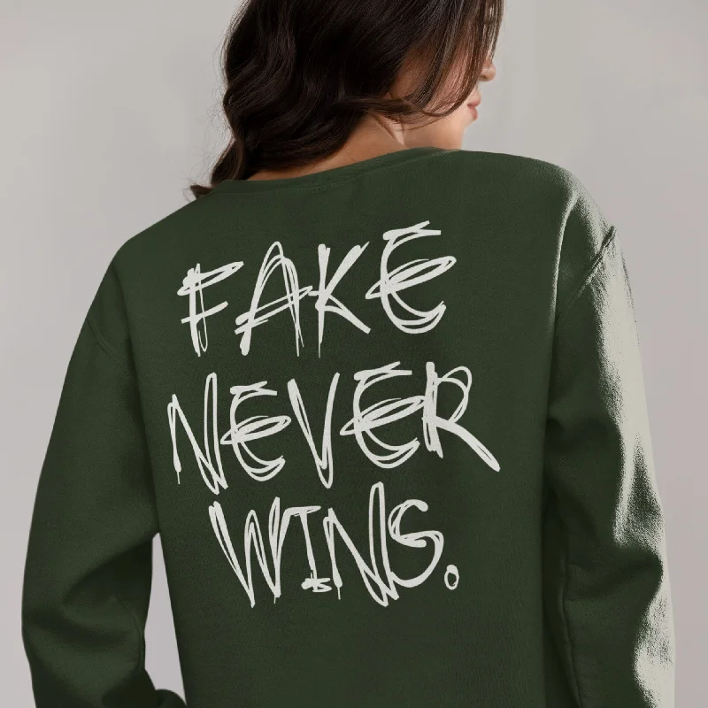 Fake Never Wins | Unisex Sweatshirt Hoodie with Print Artistic Unique