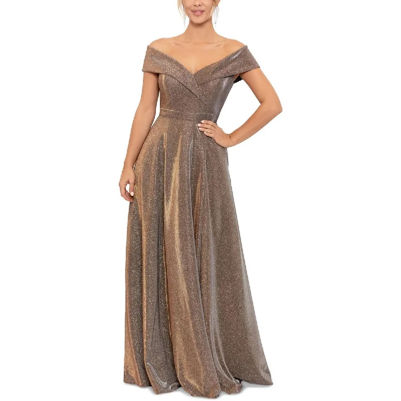 Petites Womens Glitter Polyester Fit & Flare Dress Tunics Designer luxury