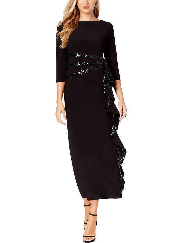 Womens Cascading Sequin Evening Dress Tunics Seasonal trendy