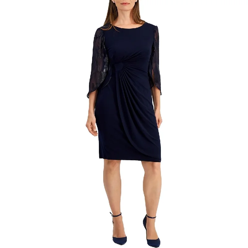 Petites Womens Ruched Polyester Sheath Dress Tunics Spring floral