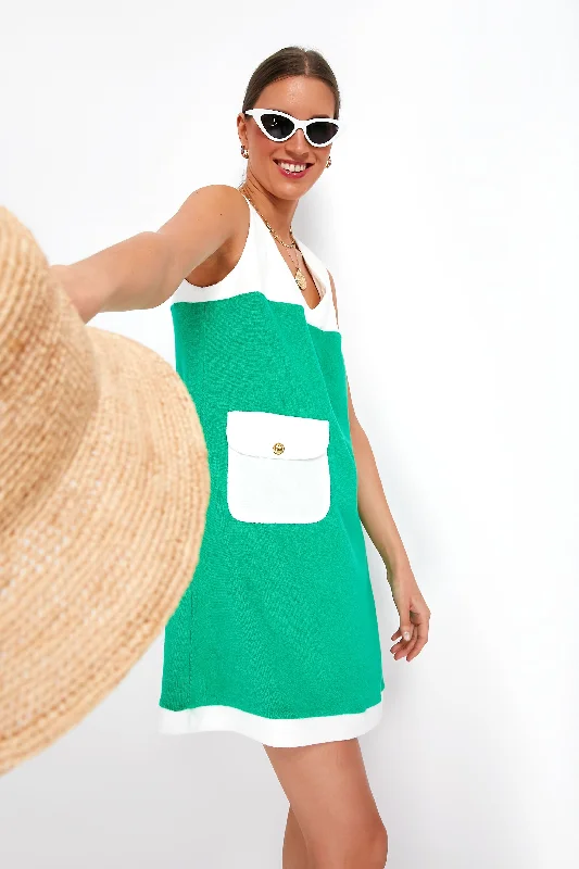 Green and White Colorblock Kelly Dress Tunics Stylish elegant