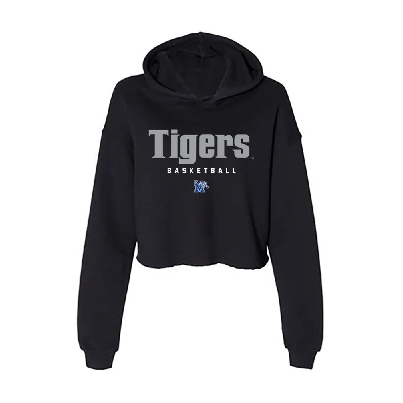 Memphis - NCAA Women's Basketball : Elauna Eaton - Women's Crop Fleece Hoodie Hoodie with Hem Fringe Bohemian Relaxed